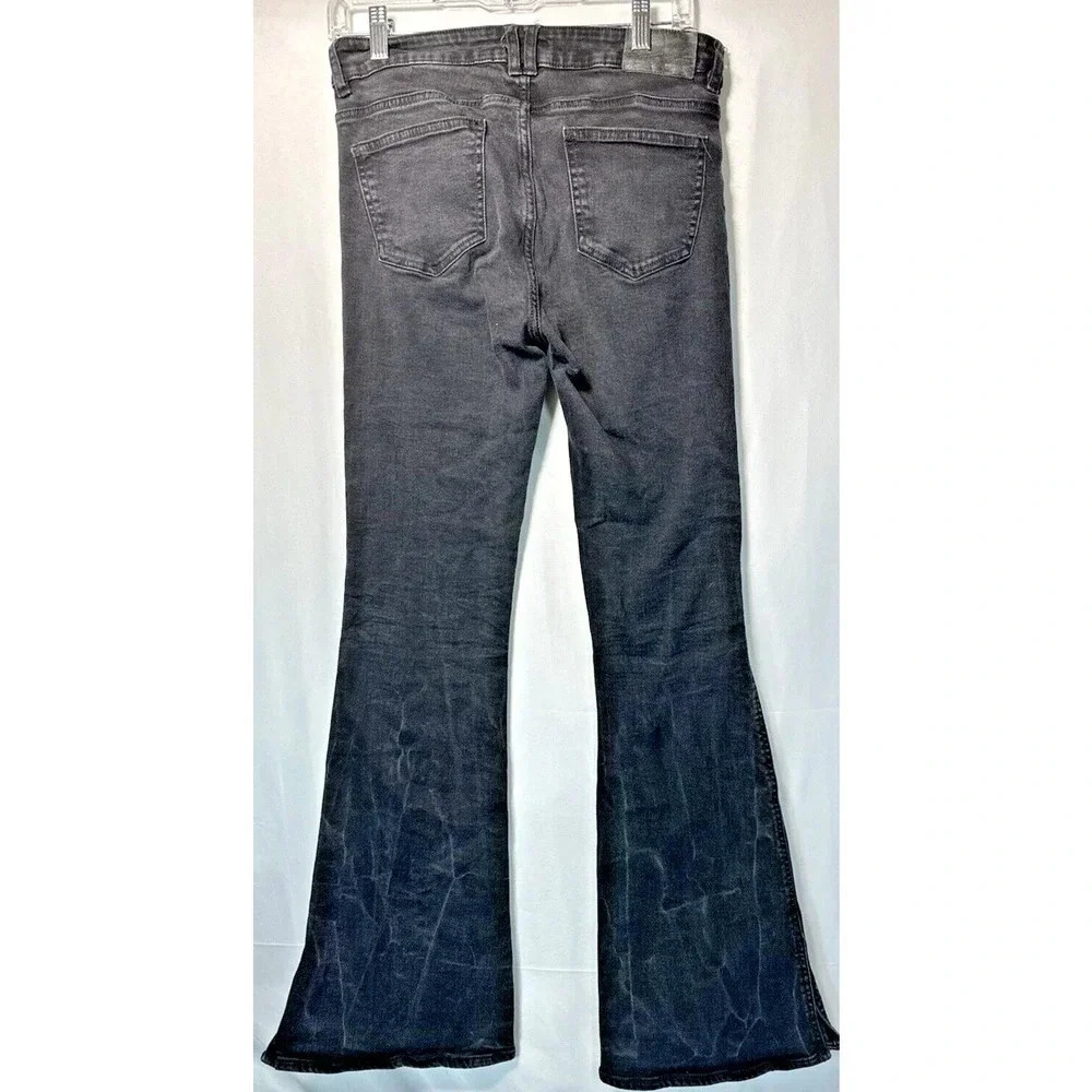 Zara High‎ Waisted Flare Leg Black Denim Womens Sz 8 Cowgirlcore Festival Fairy